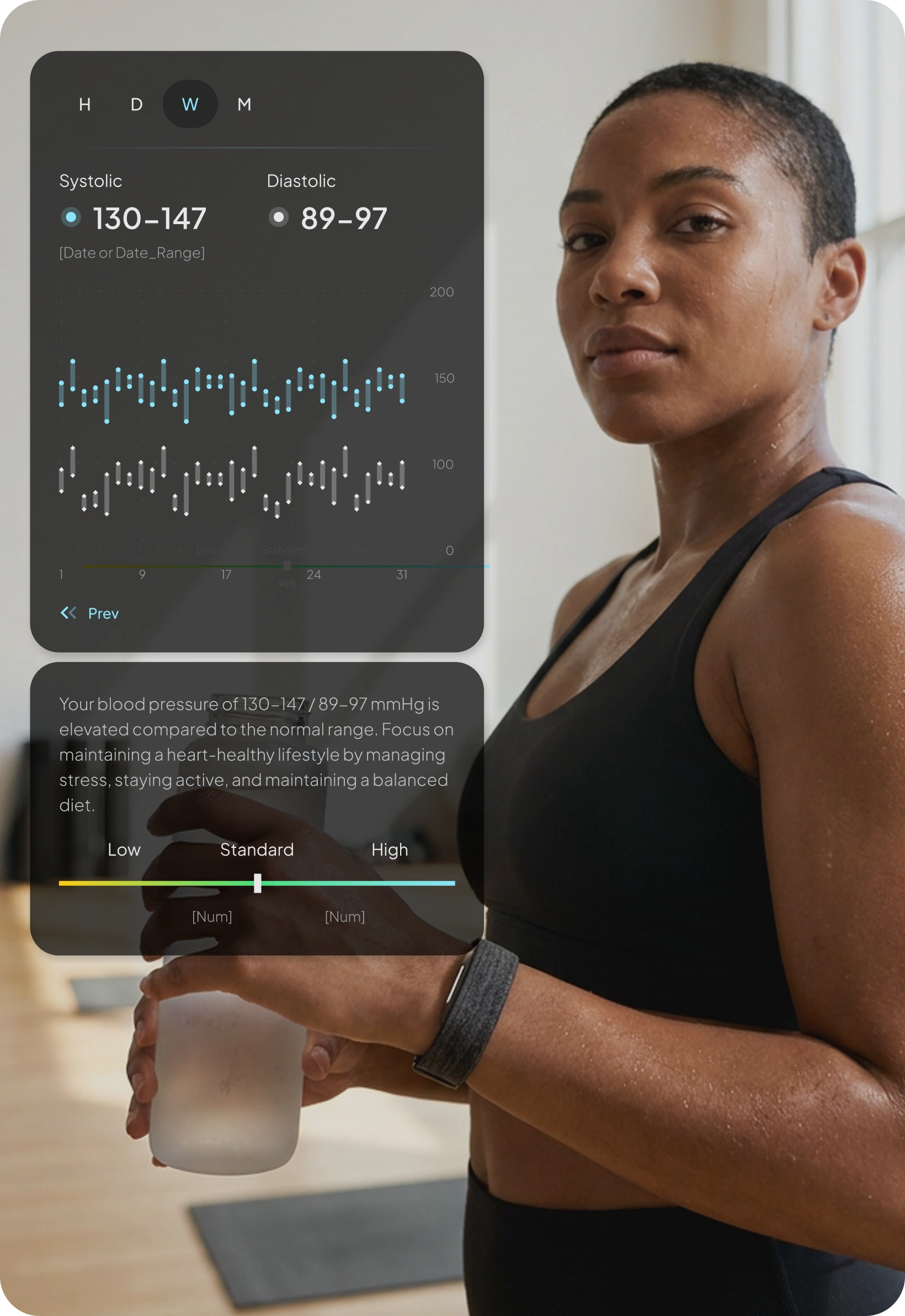 Hume app blood-pressure trend screen